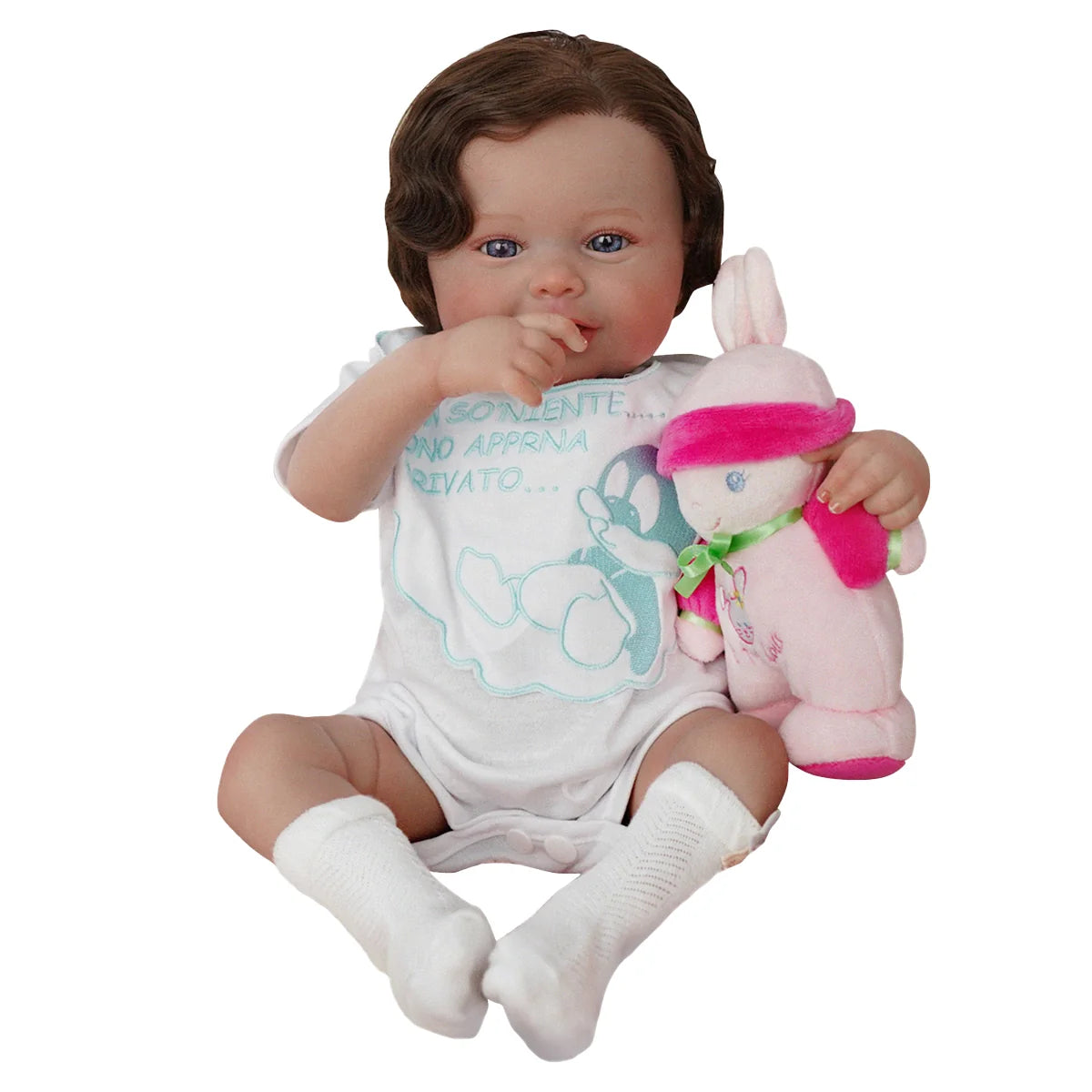 Boneca Bebê Reborn Silicone 48cm Conjunto de Roupa Mamadeira Chupeta Pelucia Brastoy