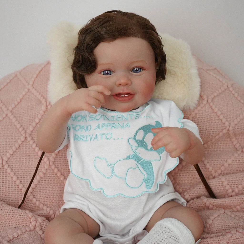 Boneca Bebê Reborn Silicone 48cm Conjunto de Roupa Mamadeira Chupeta Pelucia Brastoy