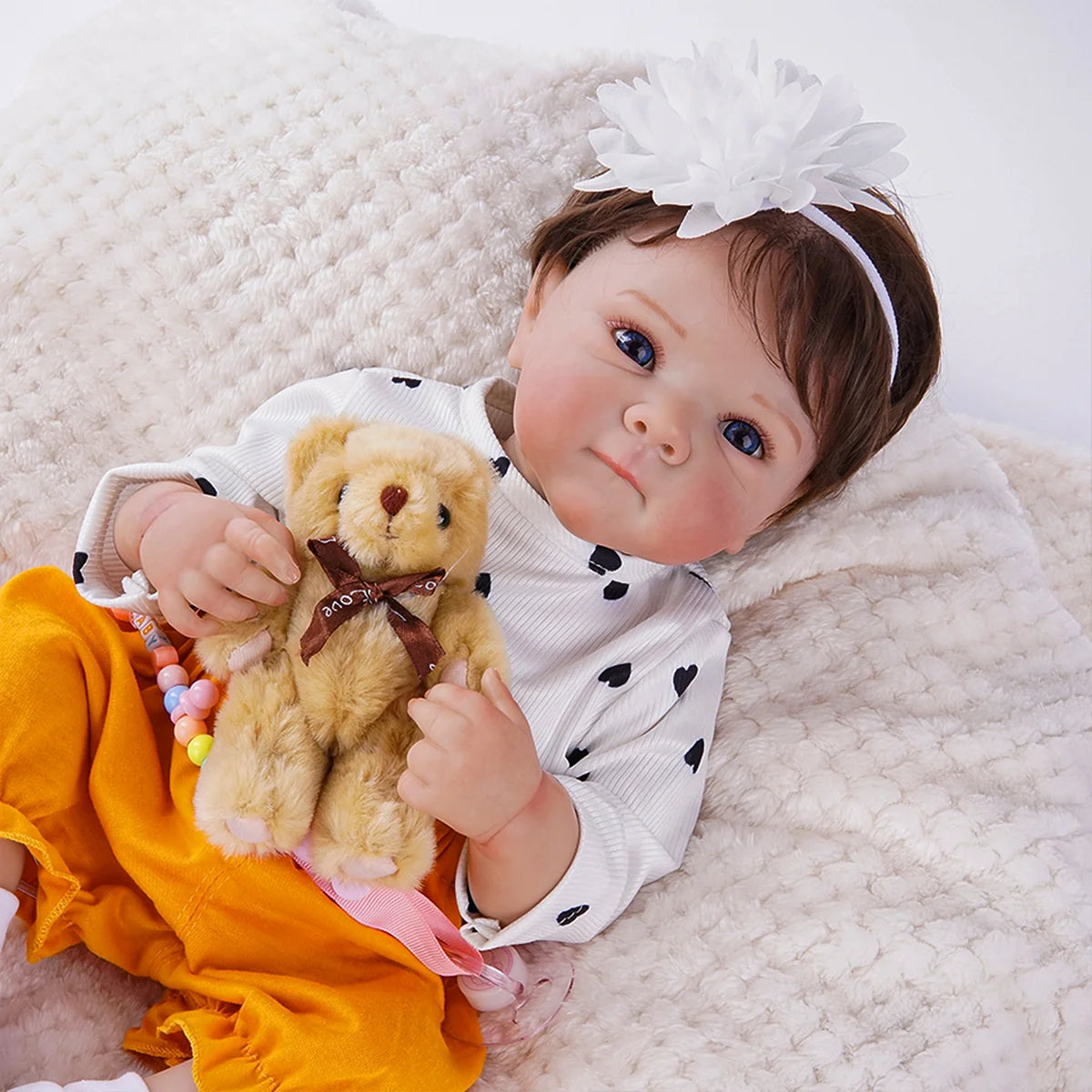 Boneca Bebê Reborn Realista Brastoy Original 48cm Silicone Kit Conjunto de Roupa Chupeta Mamadeira e Pelúcia