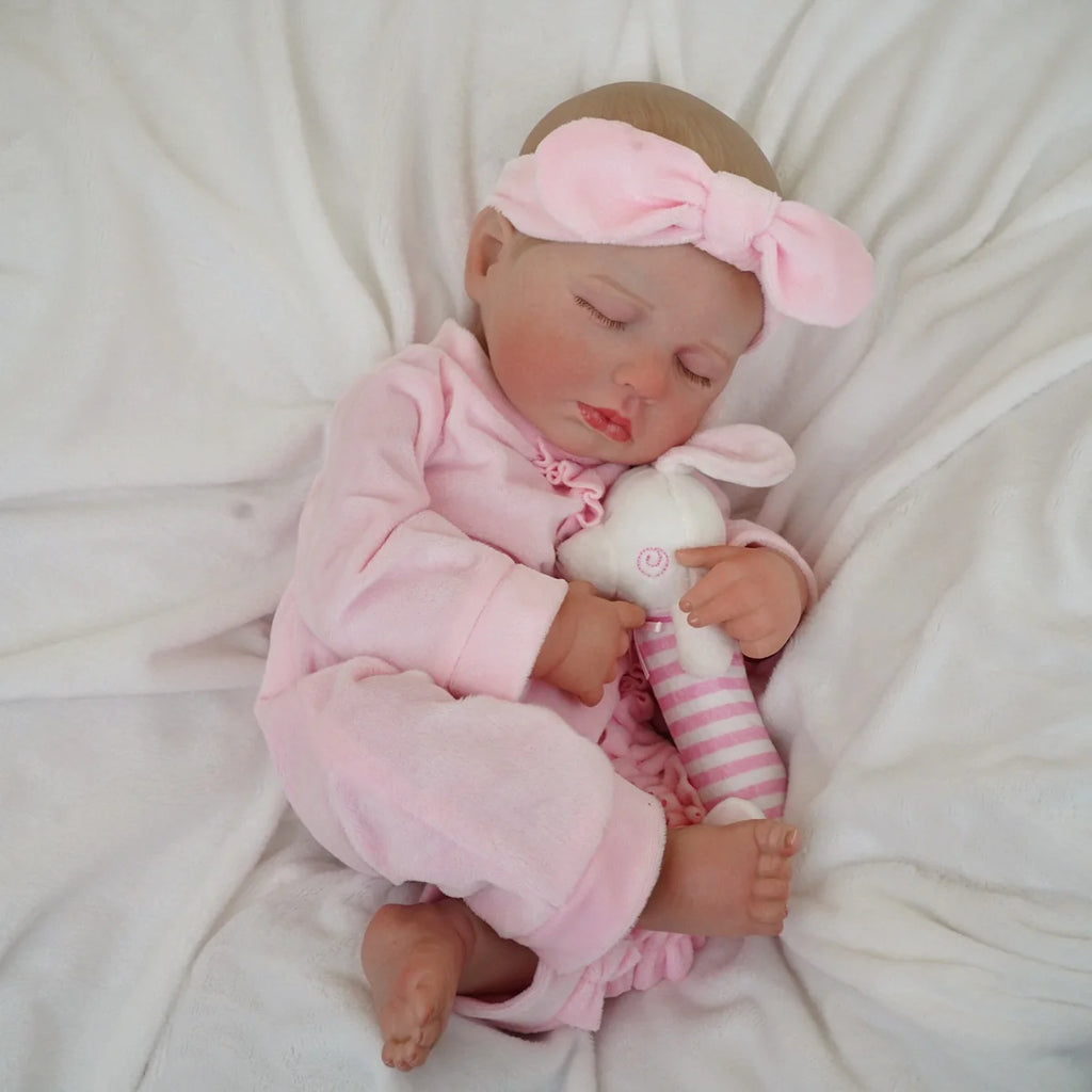 Boneca Bebê Reborn Silicone Realista 48cm Original Kit Acessórios Conjunto Roupa Mamadeira Chupeta Pelúcia Fralda