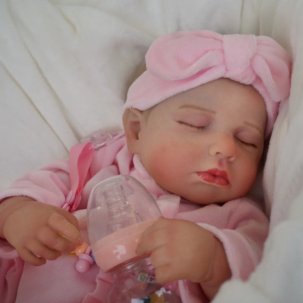Boneca Bebê Reborn Silicone Realista 48cm Original Kit Acessórios Conjunto Roupa Mamadeira Chupeta Pelúcia Fralda