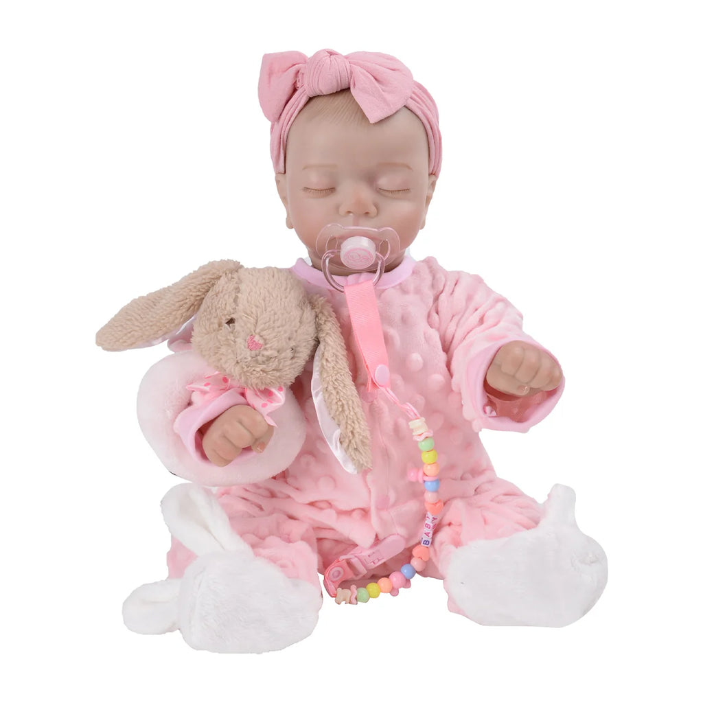 Boneca Bebê Reborn Silicone Realista 48cm Original Kit Acessórios Conjunto Roupa Mamadeira Chupeta Pelúcia Fralda