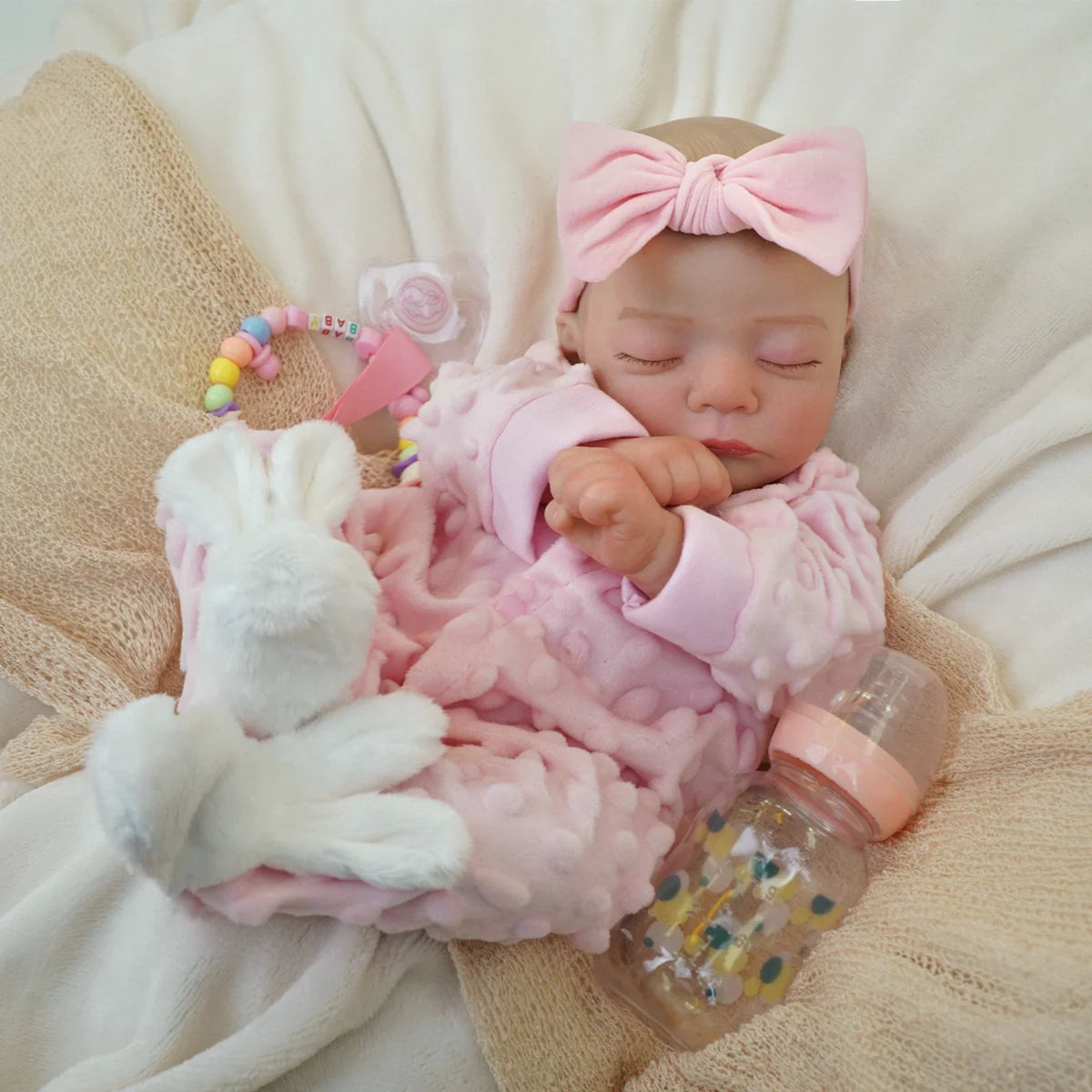 Boneca Bebê Reborn Silicone Realista 48cm Original Kit Acessórios Conjunto Roupa Mamadeira Chupeta Pelúcia Fralda