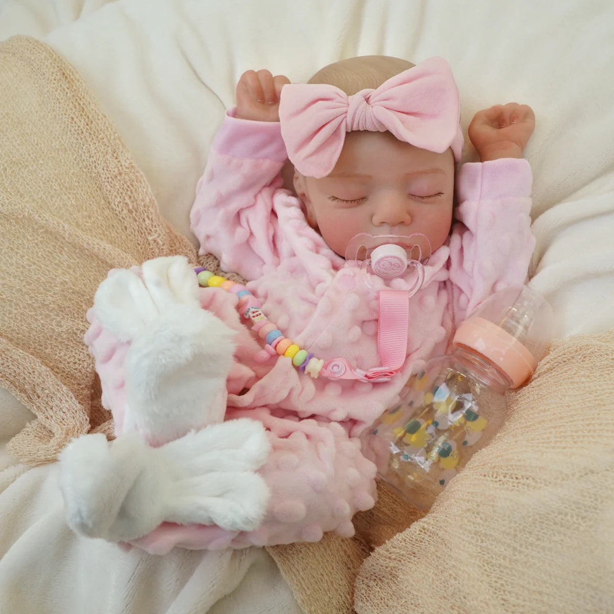 Boneca Bebê Reborn Silicone Realista 48cm Original Kit Acessórios Conjunto Roupa Mamadeira Chupeta Pelúcia Fralda