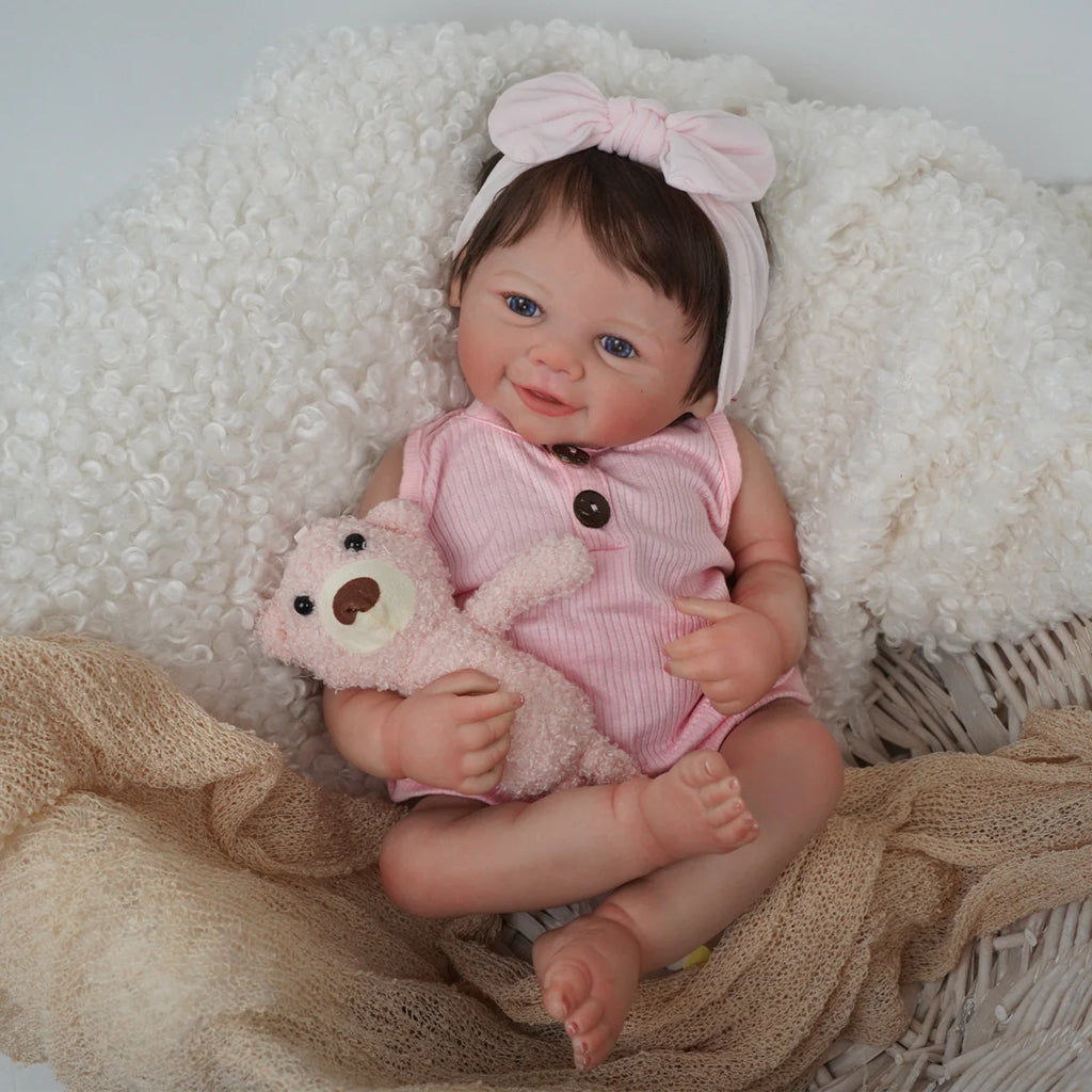 Boneca Bebê Reborn Realista Silicone Conjunto de Roupa Chupeta Mamadeira e Pelúcia