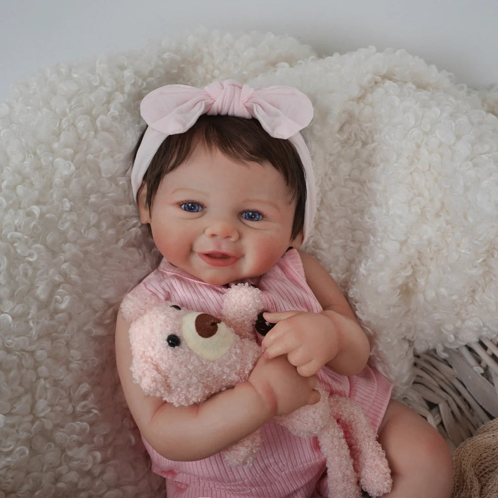 Boneca Bebê Reborn Realista Silicone Conjunto de Roupa Chupeta Mamadeira e Pelúcia