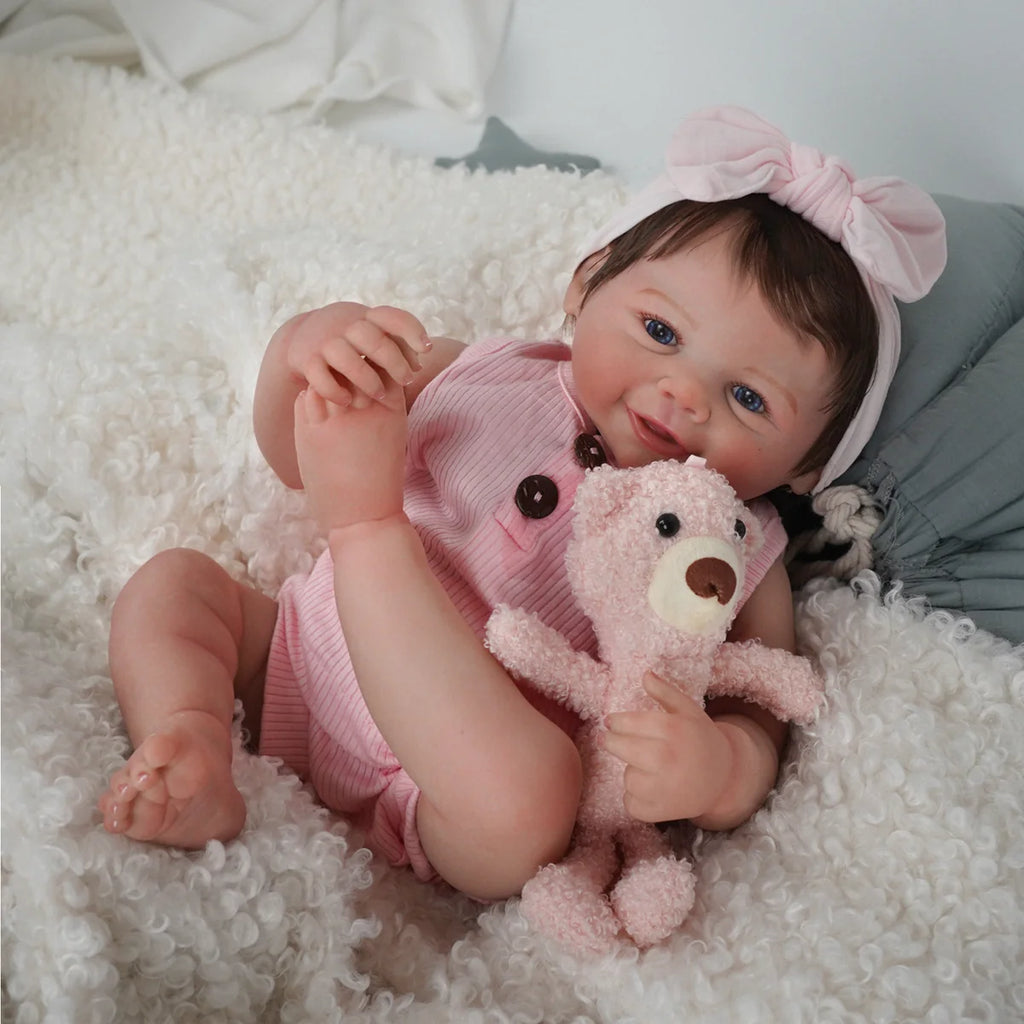 Boneca Bebê Reborn Realista Silicone Conjunto de Roupa Chupeta Mamadeira e Pelúcia