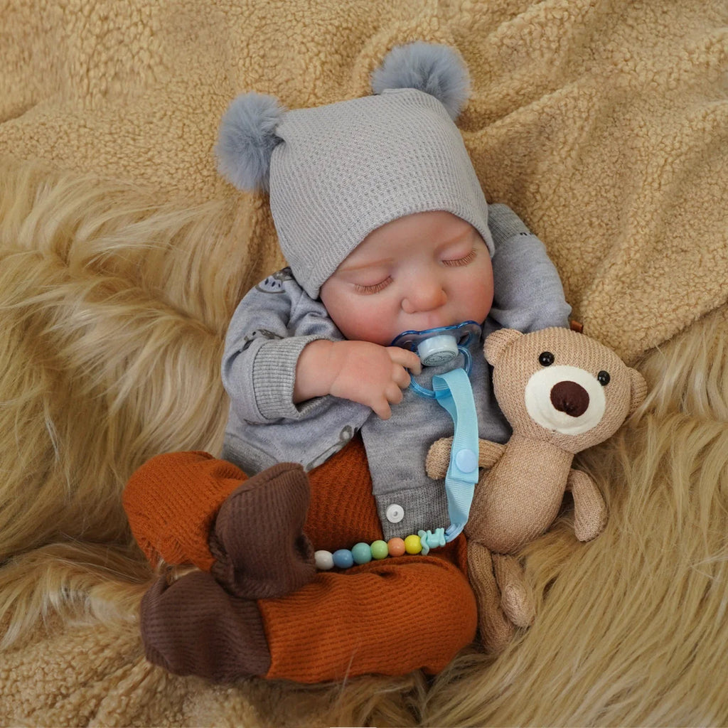 Boneco Bebê Reborn Realista Brastoy Original 48cm Silicone Kit Acessórios Conjunto de Roupa Chupeta Mamadeira e Pelúcia