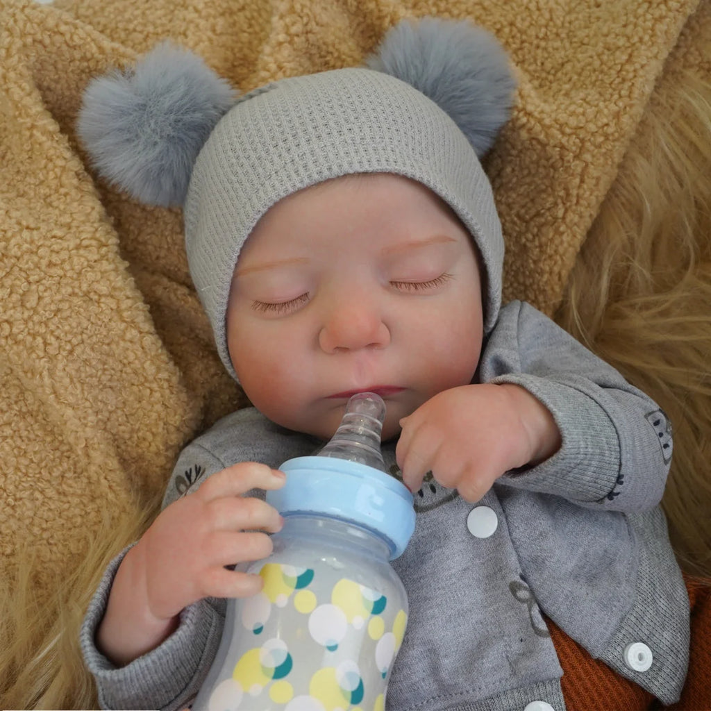 Boneco Bebê Reborn Realista Brastoy Original 48cm Silicone Kit Acessórios Conjunto de Roupa Chupeta Mamadeira e Pelúcia