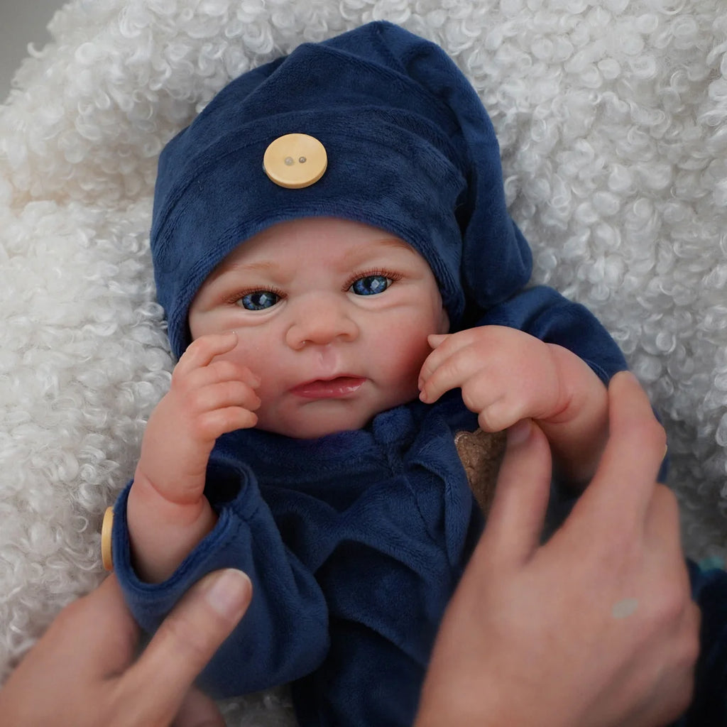 Boneco Bebê Reborn Silicone Realista 48cm Original Kit Acessórios Conjunto Roupa Mamadeira Chupeta Pelúcia Fralda