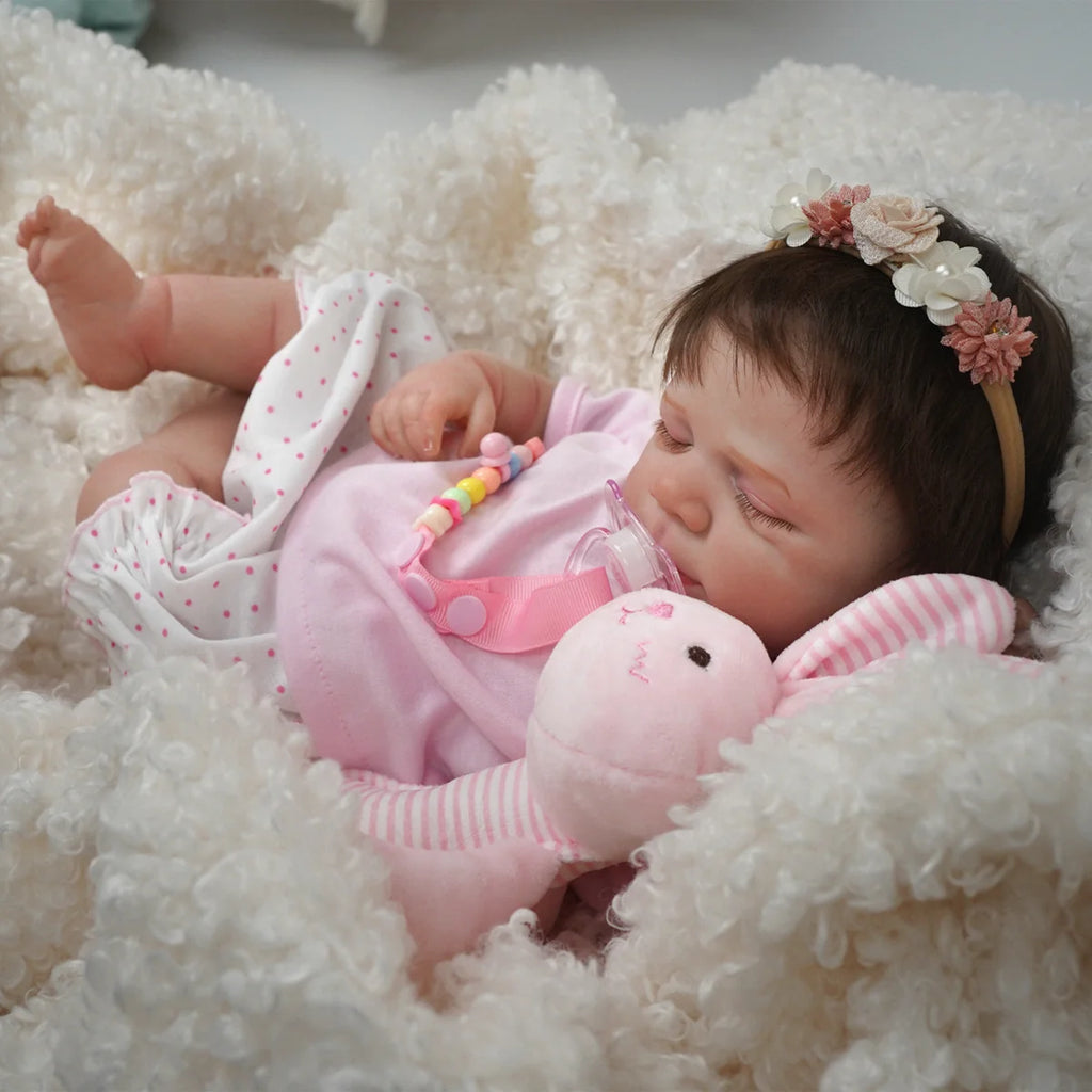 Boneca Bebê Reborn Silicone Realista 48cm Original Kit Acessórios Conjunto Roupa Mamadeira Chupeta Pelúcia Fralda