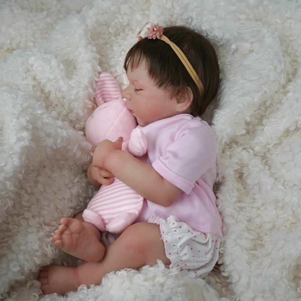 Boneca Bebê Reborn Silicone Realista 48cm Original Kit Acessórios Conjunto Roupa Mamadeira Chupeta Pelúcia Fralda