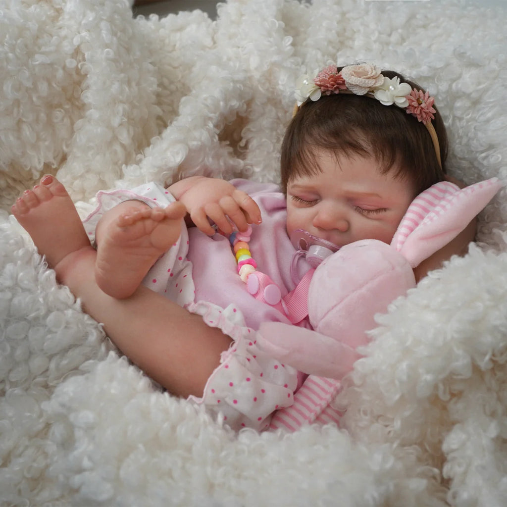 Boneca Bebê Reborn Silicone Realista 48cm Original Kit Acessórios Conjunto Roupa Mamadeira Chupeta Pelúcia Fralda