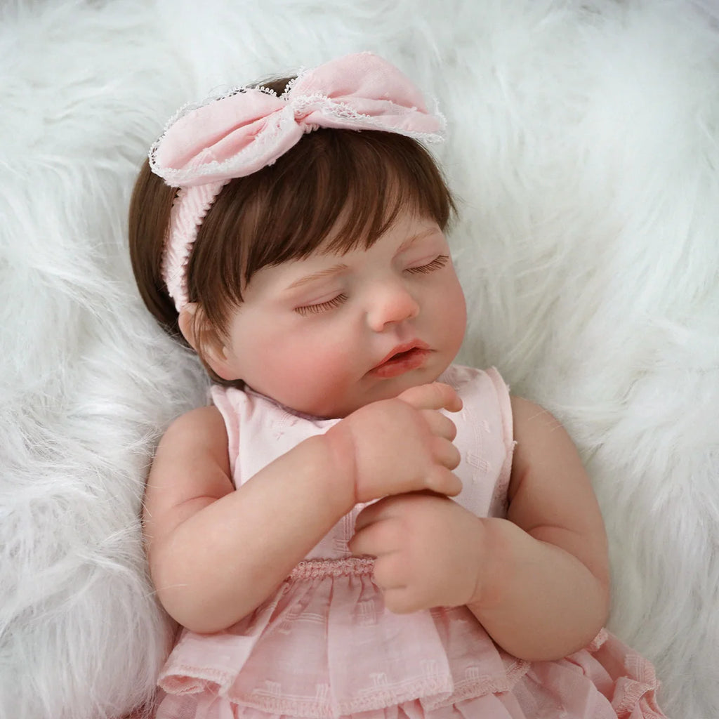 Bebê Reborn Boneca Realista Brastoy 48cm Boneca de Silicone Kit Conjunto de Roupa Chupeta Mamadeira e Pelúcia Original