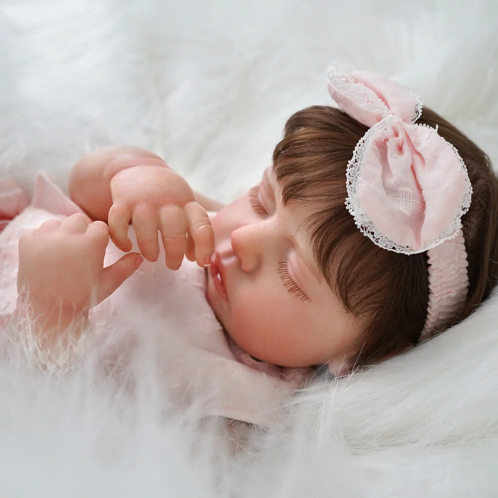 Bebê Reborn Boneca Realista Brastoy 48cm Boneca de Silicone Kit Conjunto de Roupa Chupeta Mamadeira e Pelúcia Original
