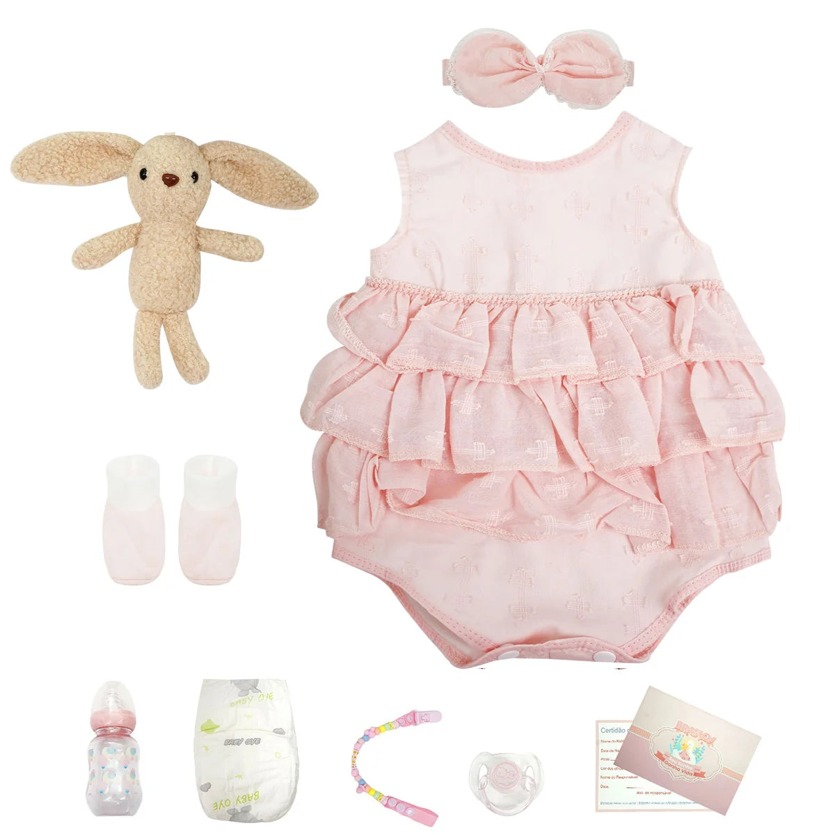 Bebê Reborn Boneca Realista Brastoy 48cm Boneca de Silicone Kit Conjunto de Roupa Chupeta Mamadeira e Pelúcia Original
