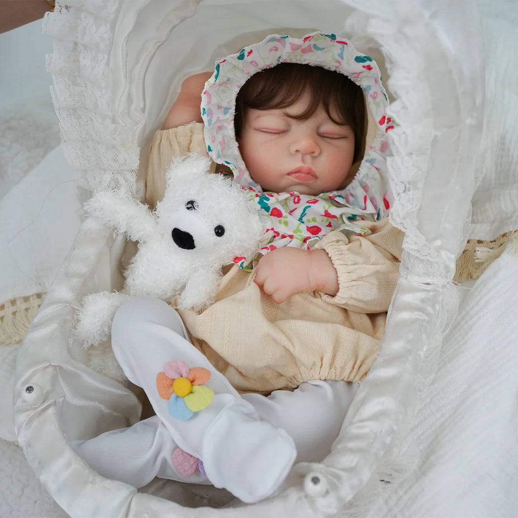 Boneca Bebê Reborn Silicone Realista 55cm Original Kit Acessórios Conjunto Roupa Mamadeira Chupeta Pelúcia