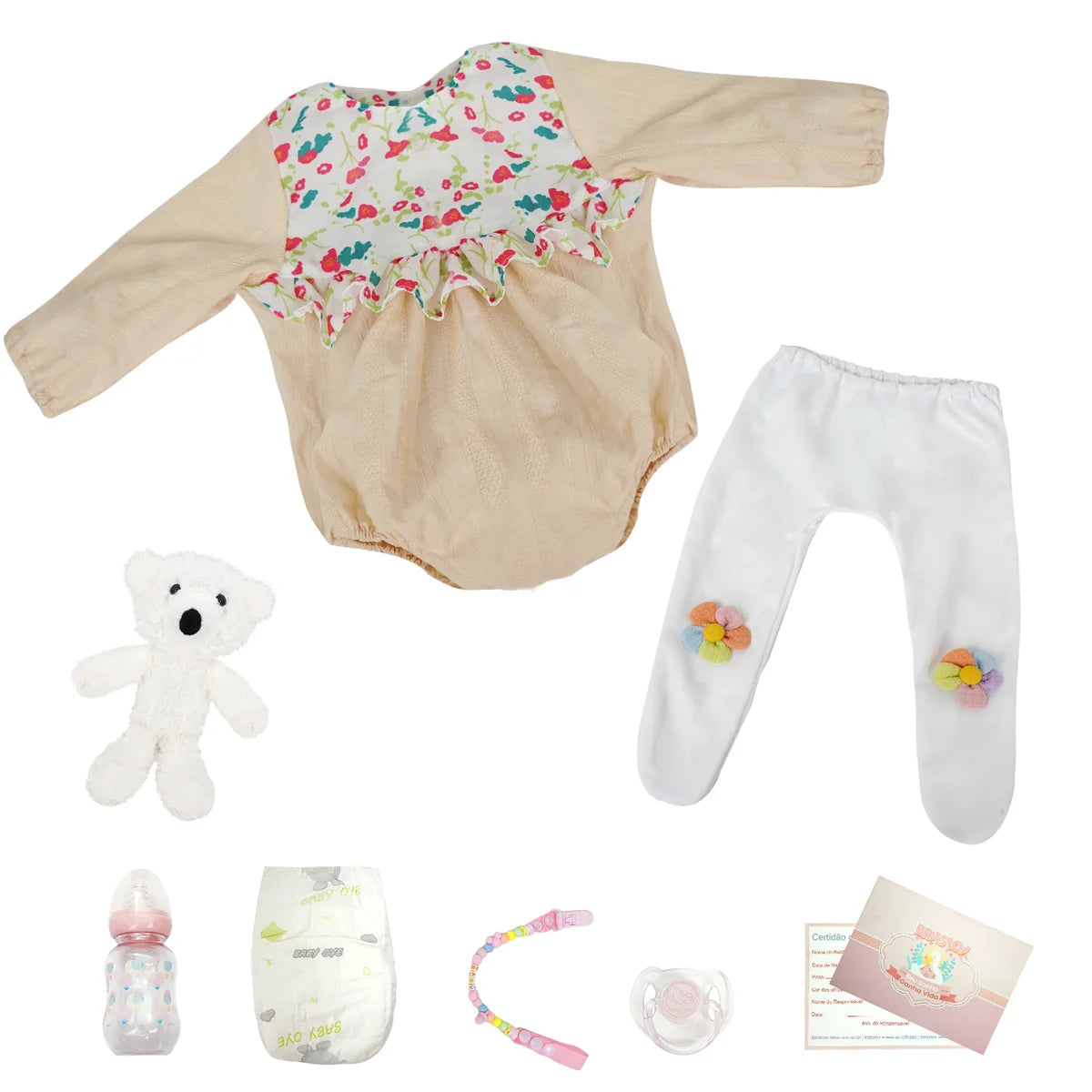 Boneca Bebê Reborn Silicone Realista 55cm Original Kit Acessórios Conjunto Roupa Mamadeira Chupeta Pelúcia