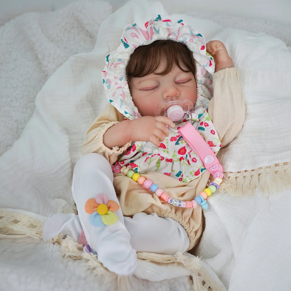 Boneca Bebê Reborn Silicone Realista 55cm Original Kit Acessórios Conjunto Roupa Mamadeira Chupeta Pelúcia