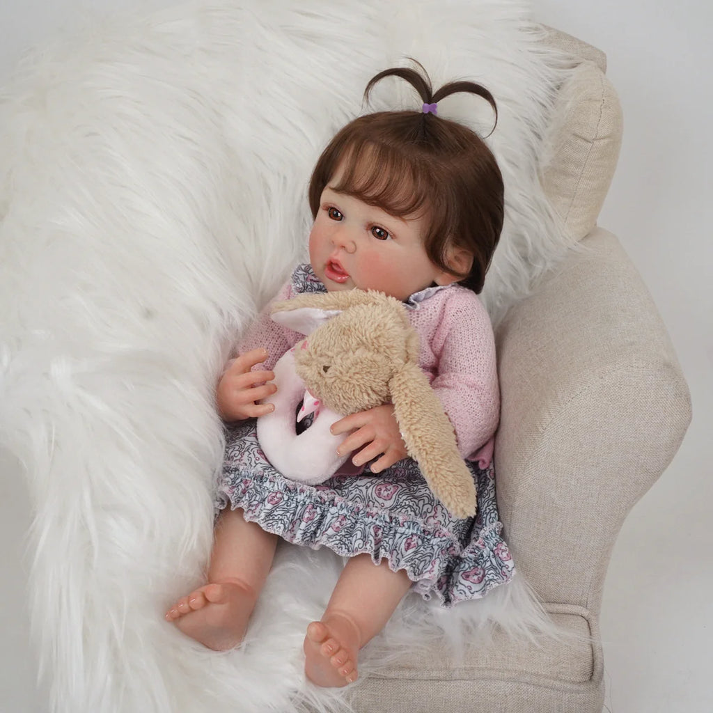 Boneca Bebê Reborn Silicone Realista 55cm Original Kit Acessórios Conjunto Roupa Mamadeira Chupeta Pelúcia Fralda Certidão