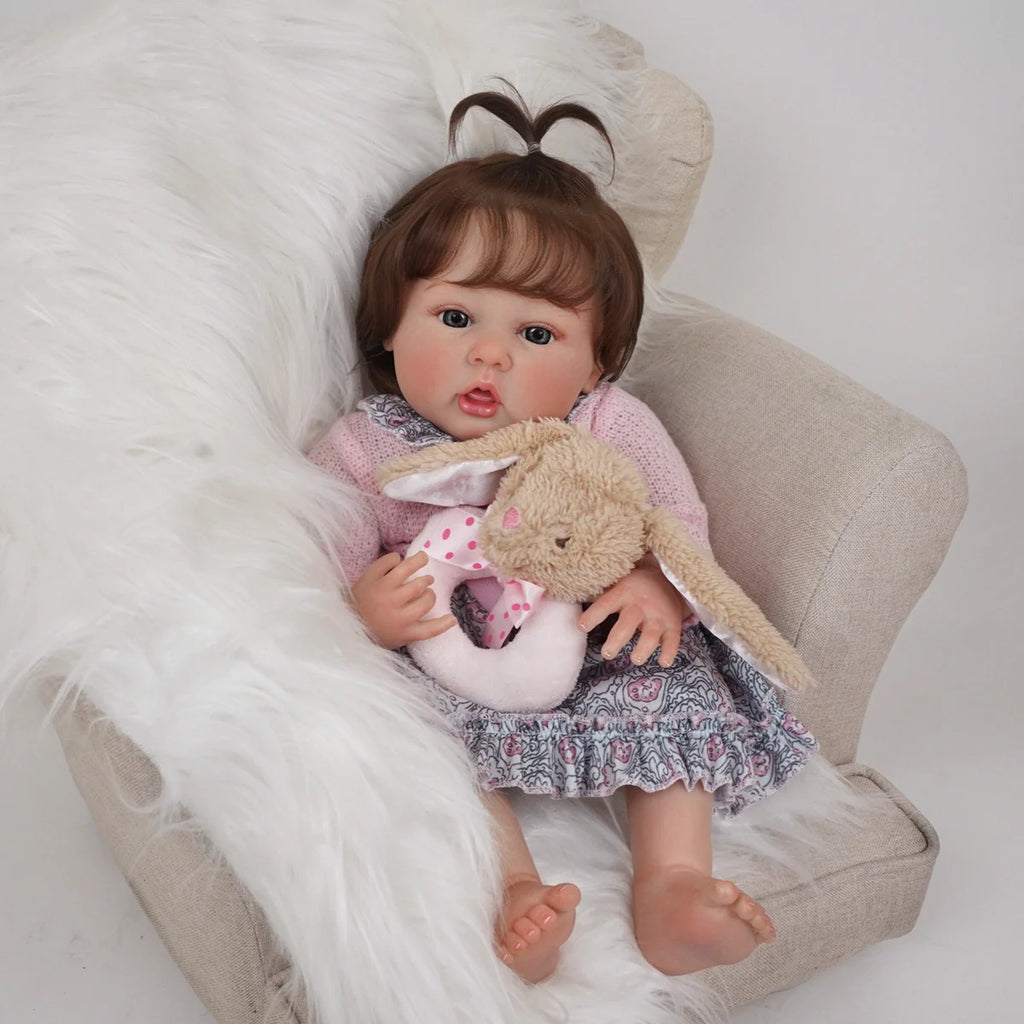 Boneca Bebê Reborn Silicone Realista 55cm Original Kit Acessórios Conjunto Roupa Mamadeira Chupeta Pelúcia Fralda Certidão