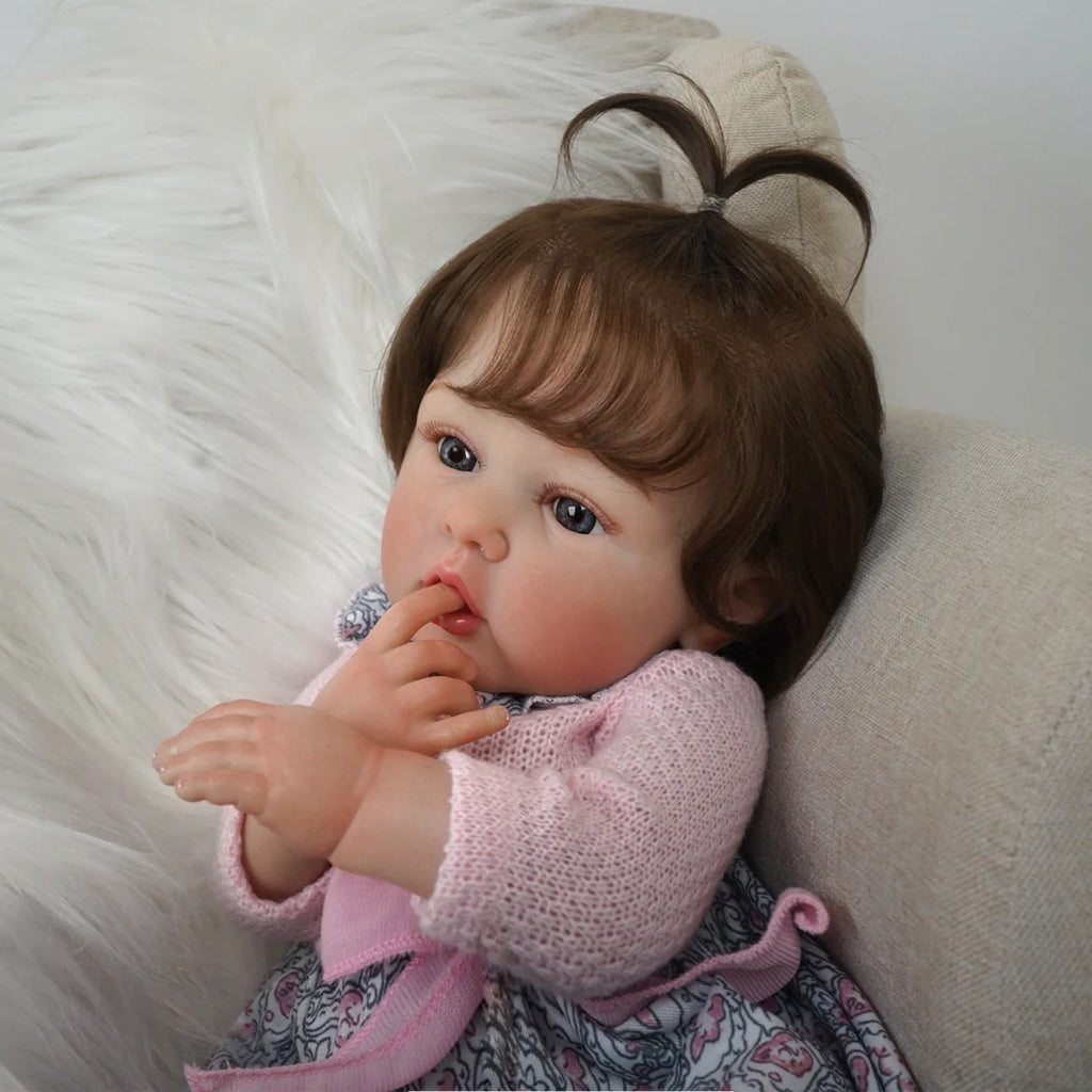 Boneca Bebê Reborn Silicone Realista 55cm Original Kit Acessórios Conjunto Roupa Mamadeira Chupeta Pelúcia Fralda Certidão