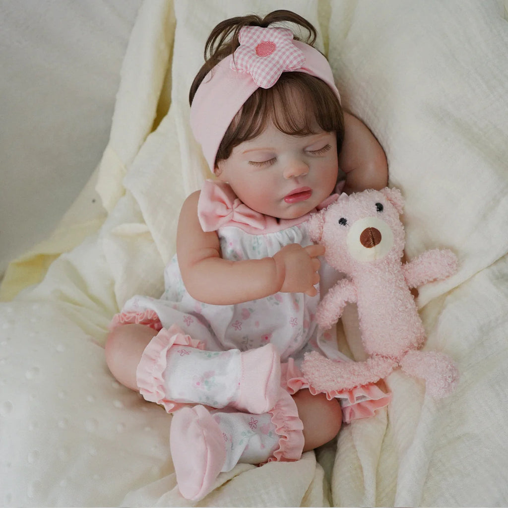 Boneca Bebê Reborn Silicone 48cm Conjunto de Roupa Mamadeira Chupeta Pelucia Brastoy