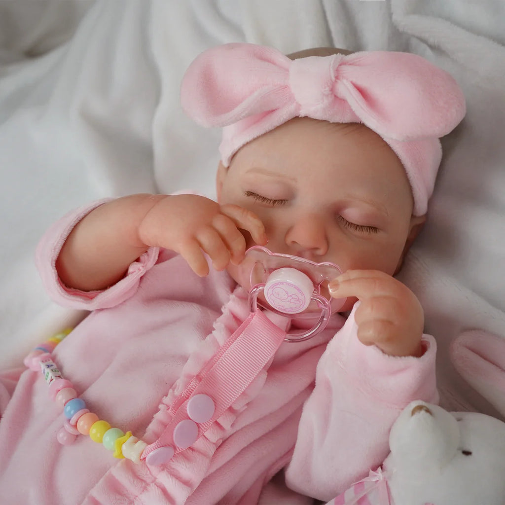 Boneca Bebê Reborn Silicone Realista 48cm Original Kit Acessórios Conjunto Roupa Mamadeira Chupeta Pelúcia Fralda