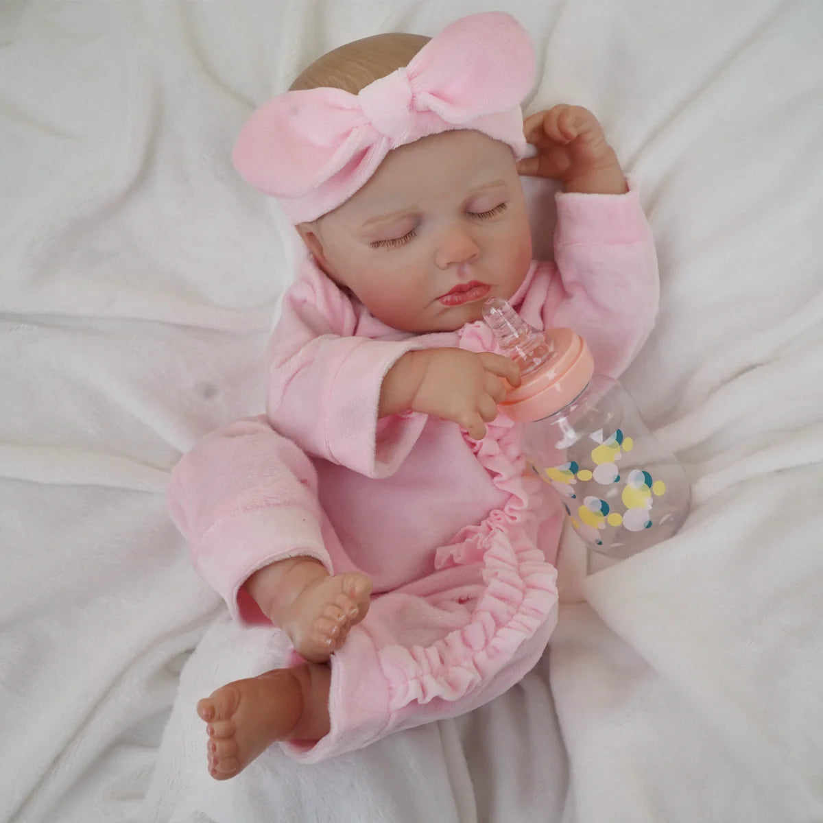 Boneca Bebê Reborn Silicone Realista 48cm Original Kit Acessórios Conjunto Roupa Mamadeira Chupeta Pelúcia Fralda
