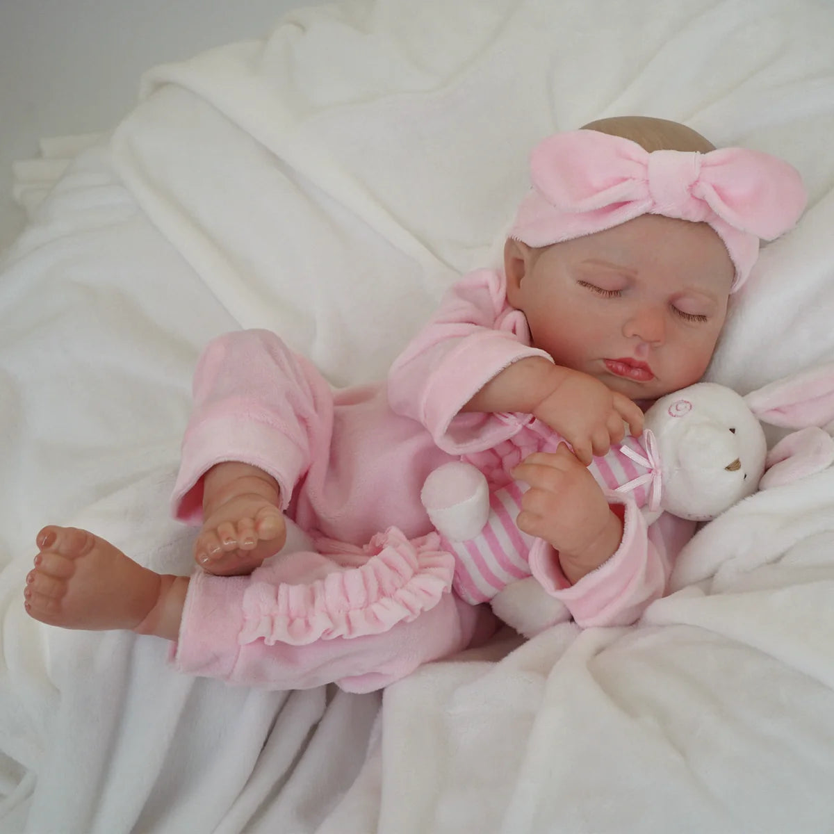 Boneca Bebê Reborn Silicone Realista 48cm Original Kit Acessórios Conjunto Roupa Mamadeira Chupeta Pelúcia Fralda