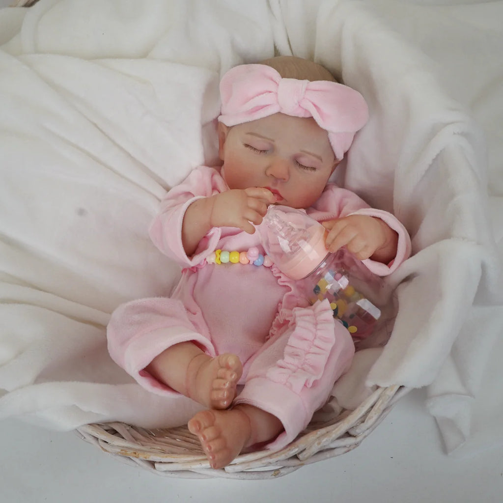 Boneca Bebê Reborn Silicone Realista 48cm Original Kit Acessórios Conjunto Roupa Mamadeira Chupeta Pelúcia Fralda