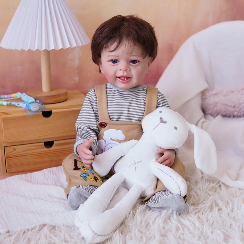 Boneco Bebê Reborn Silicone Realista 48cm Original Kit Acessórios Conjunto Roupa Mamadeira Chupeta Pelúcia Fralda