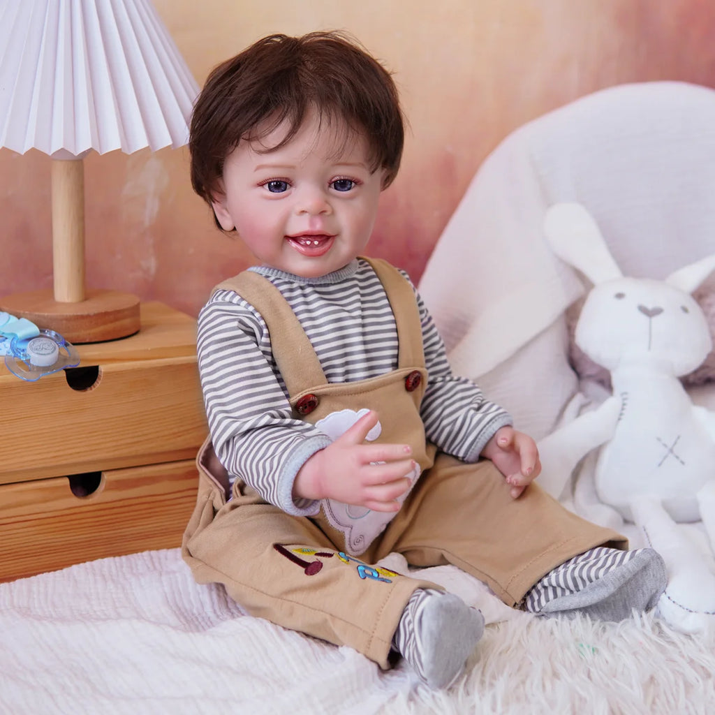 Boneco Bebê Reborn Silicone Realista 48cm Original Kit Acessórios Conjunto Roupa Mamadeira Chupeta Pelúcia Fralda