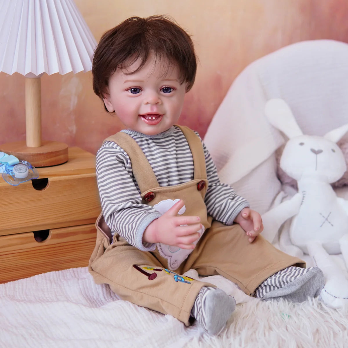 Boneco Bebê Reborn Silicone Realista 48cm Original Kit Acessórios Conjunto Roupa Mamadeira Chupeta Pelúcia Fralda