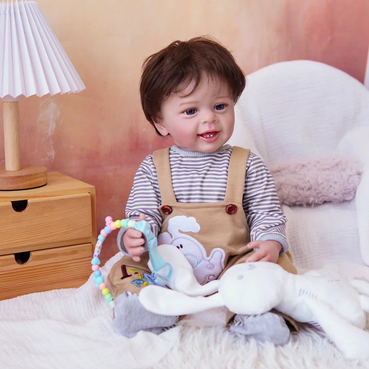 Boneco Bebê Reborn Silicone Realista 48cm Original Kit Acessórios Conjunto Roupa Mamadeira Chupeta Pelúcia Fralda