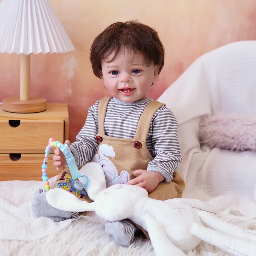 Boneco Bebê Reborn Silicone Realista 48cm Original Kit Acessórios Conjunto Roupa Mamadeira Chupeta Pelúcia Fralda