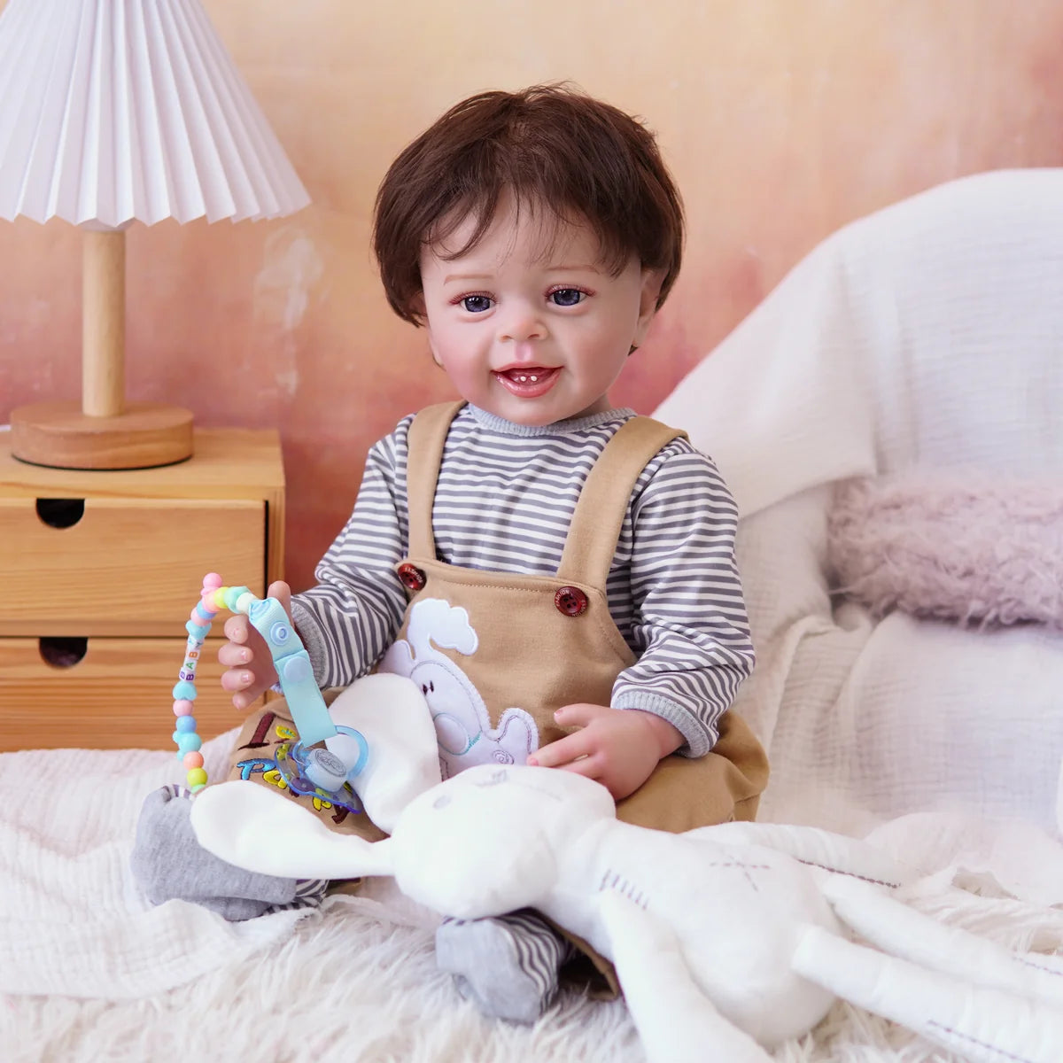 Boneco Bebê Reborn Silicone Realista 48cm Original Kit Acessórios Conjunto Roupa Mamadeira Chupeta Pelúcia Fralda