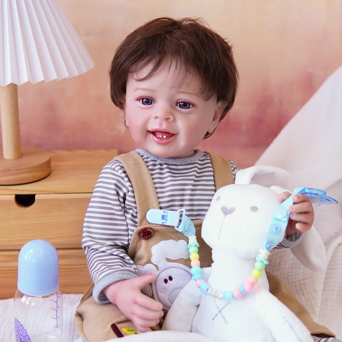 Boneco Bebê Reborn Silicone Realista 48cm Original Kit Acessórios Conjunto Roupa Mamadeira Chupeta Pelúcia Fralda