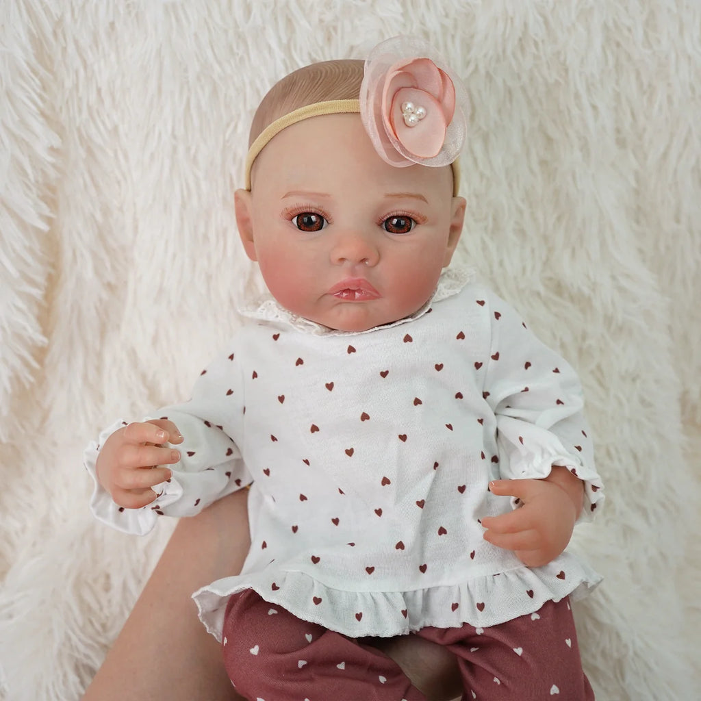 Boneca Bebê Reborn Silicone Realista 48cm Original Kit Acessórios Conjunto Roupa Mamadeira Chupeta Pelúcia Fralda Certidão