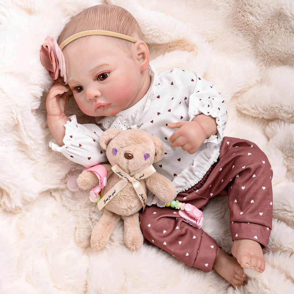 Boneca Bebê Reborn Silicone Realista 48cm Original Kit Acessórios Conjunto Roupa Mamadeira Chupeta Pelúcia Fralda Certidão