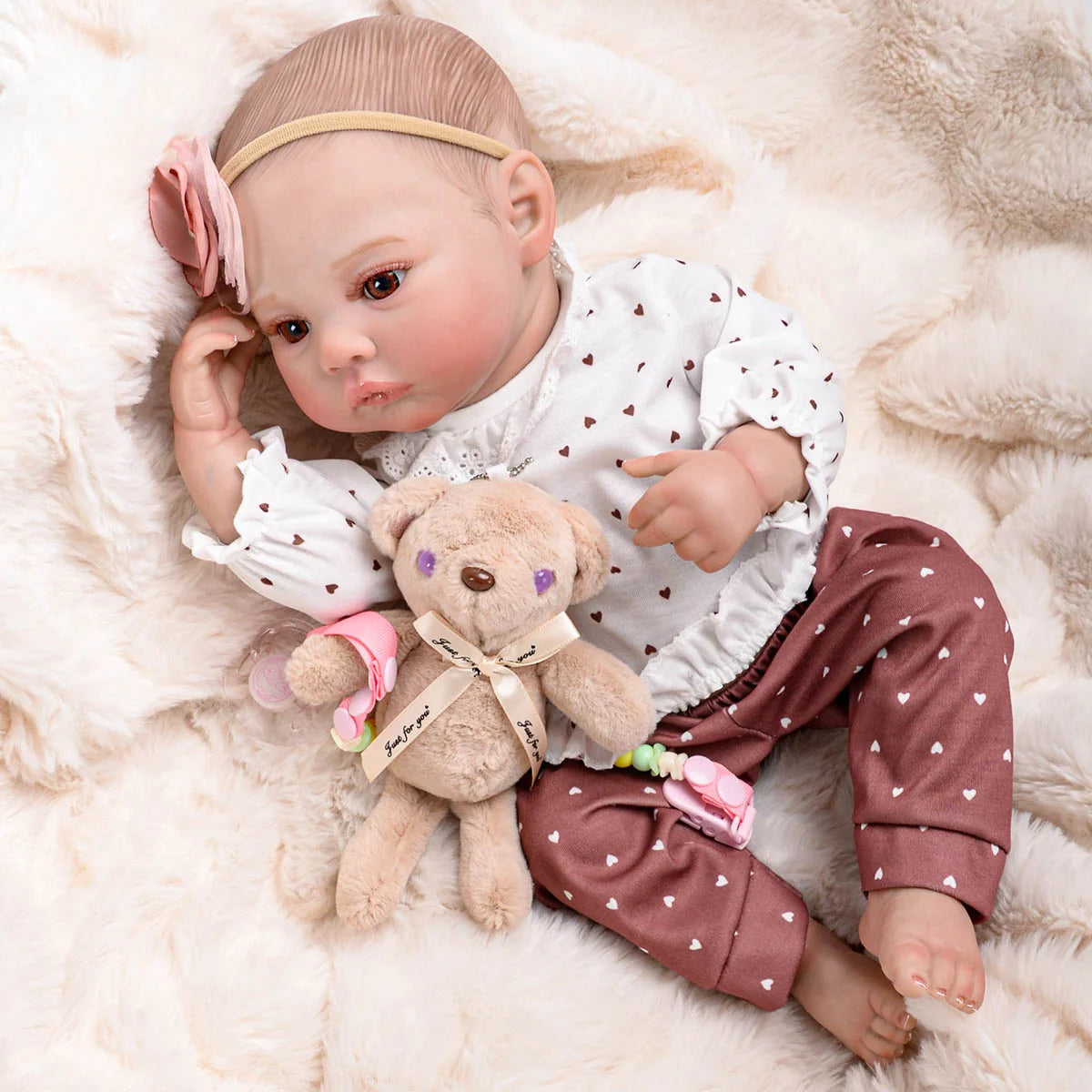 Boneca Bebê Reborn Silicone Realista 48cm Original Kit Acessórios Conjunto Roupa Mamadeira Chupeta Pelúcia Fralda Certidão