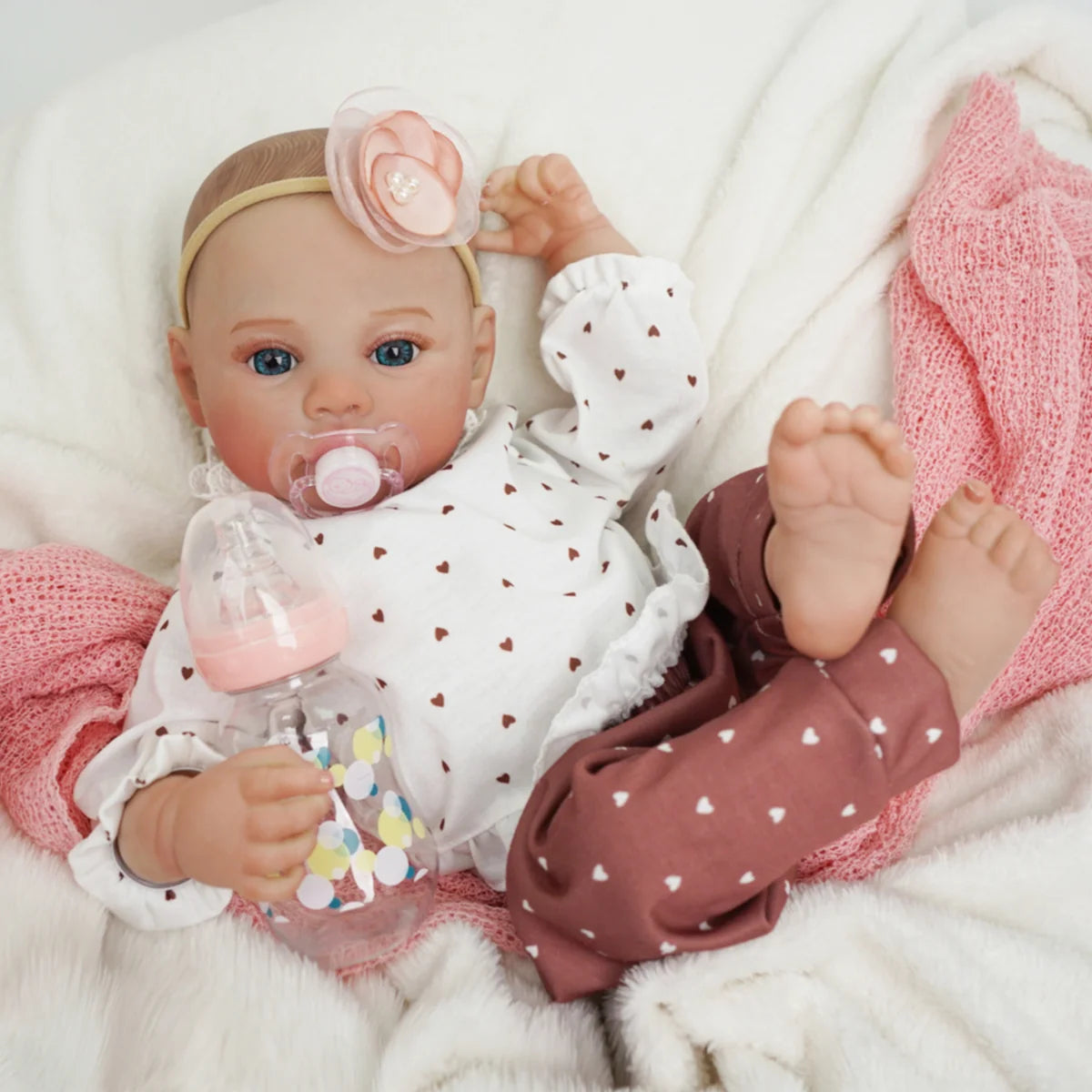 Boneca Bebê Reborn Silicone Realista 48cm Original Kit Acessórios Conjunto Roupa Mamadeira Chupeta Pelúcia Fralda Certidão