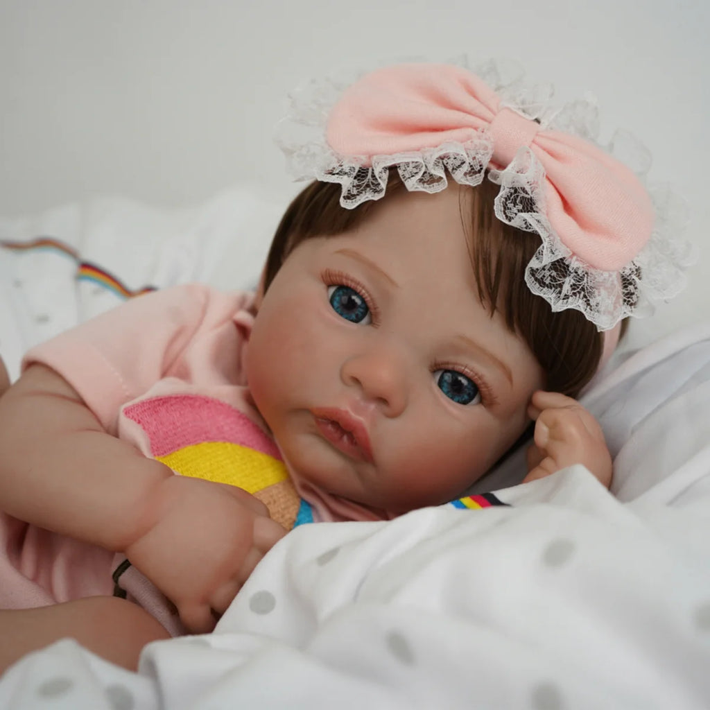 Boneca Bebê Reborn Silicone Realista 48cm Original Kit Acessórios Conjunto Roupa Mamadeira Chupeta Pelúcia Fralda Certidão