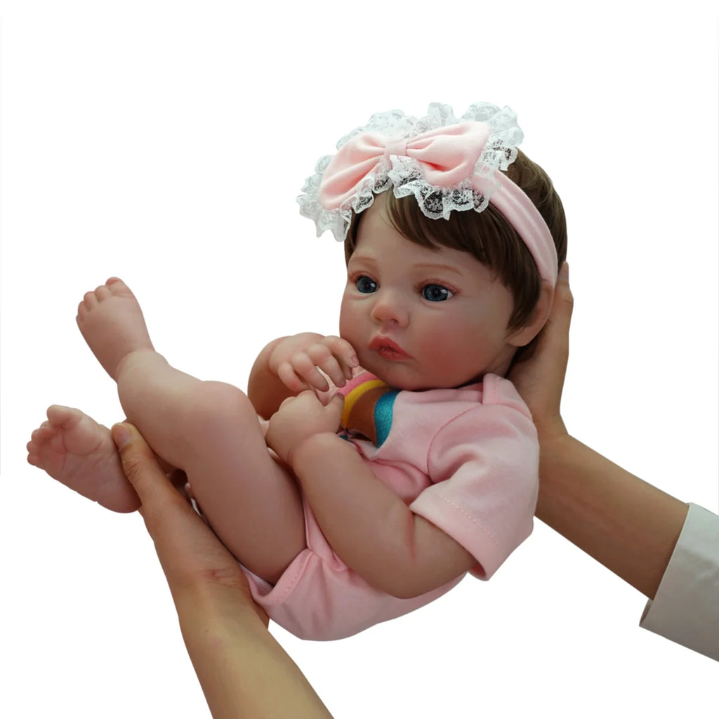 Boneca Bebê Reborn Silicone Realista 48cm Original Kit Acessórios Conjunto Roupa Mamadeira Chupeta Pelúcia Fralda Certidão
