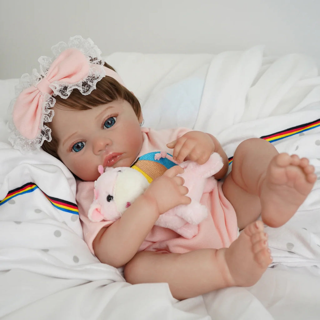 Boneca Bebê Reborn Silicone Realista 48cm Original Kit Acessórios Conjunto Roupa Mamadeira Chupeta Pelúcia Fralda Certidão