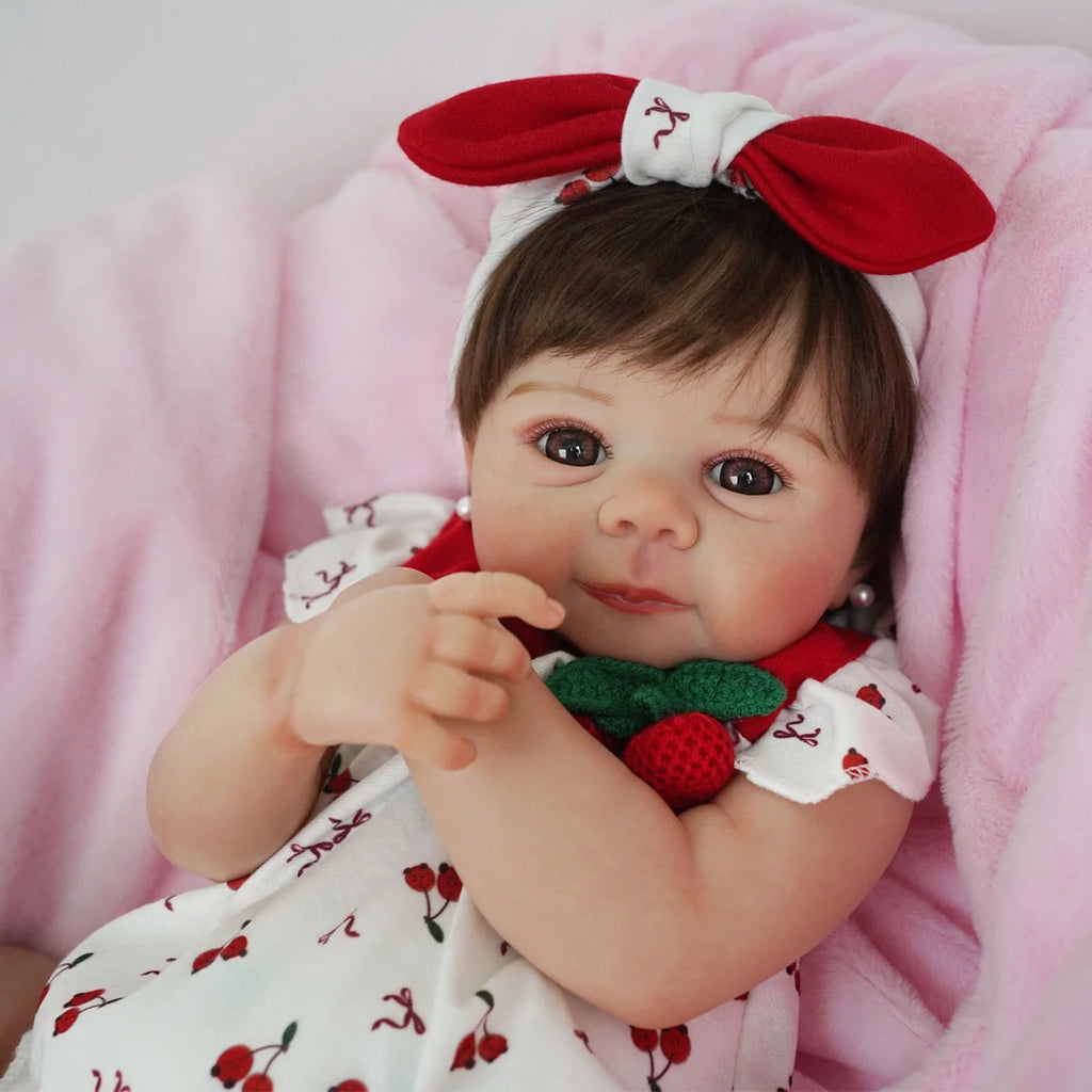 Boneca Bebê Reborn Silicone 48cm Conjunto de Roupa Mamadeira Chupeta Pelucia Brastoy