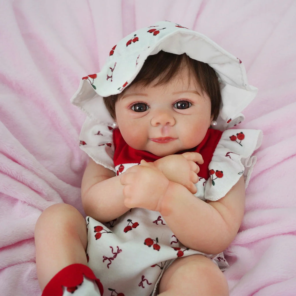 Boneca Bebê Reborn Silicone 48cm Conjunto de Roupa Mamadeira Chupeta Pelucia Brastoy