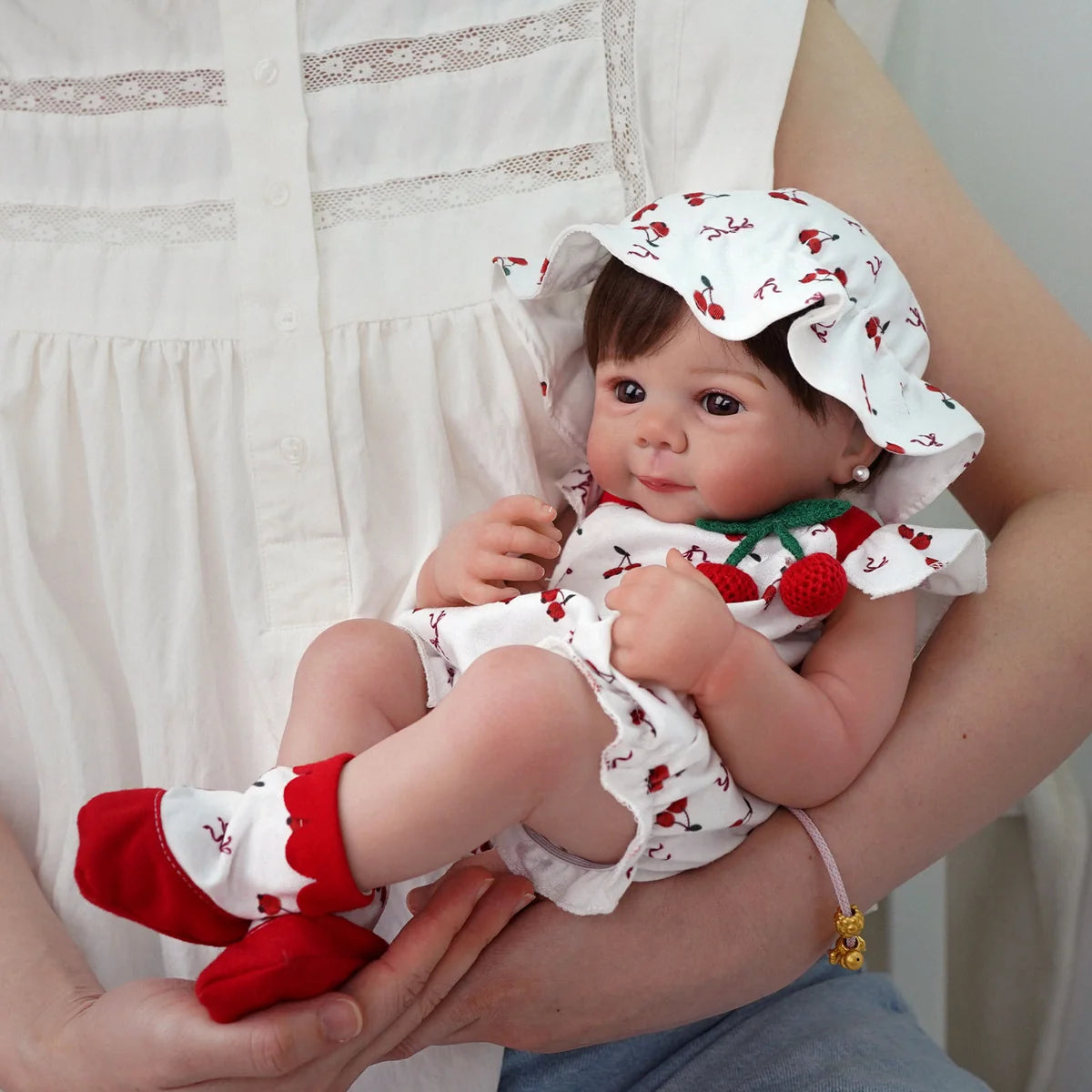 Boneca Bebê Reborn Silicone 48cm Conjunto de Roupa Mamadeira Chupeta Pelucia Brastoy