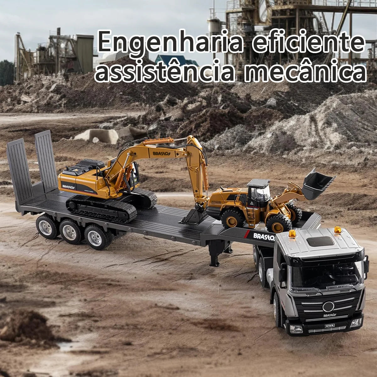 Brinquedo Caminhão Reboque Controle Remoto 9 canais com Efeitos Sonoros e Luminosos BRASTOY