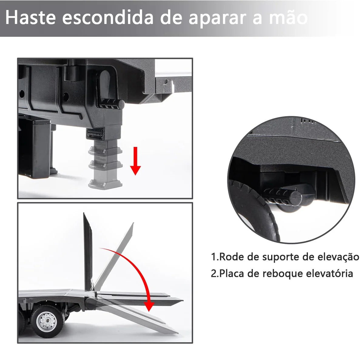 Brinquedo Caminhão Reboque Controle Remoto 9 canais com Efeitos Sonoros e Luminosos BRASTOY